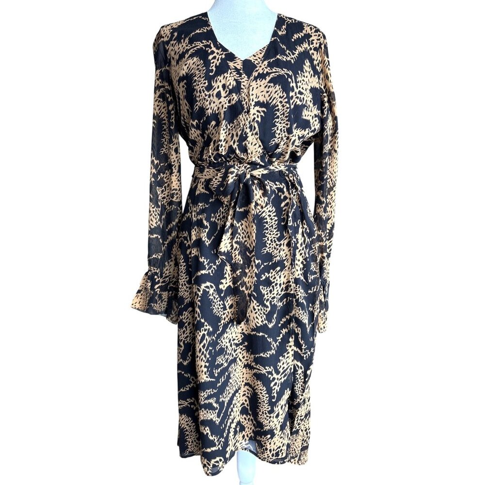 Paige Chamomile Dress Size Small Hyde Black Mixed‎ Tiger Print 100% Silk Lined